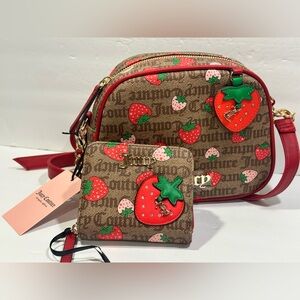 Juicy Couture Freshly Picked Strawberry Camera Crossbody Bag / Matching Wallet